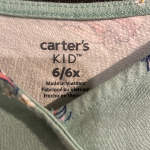 3/$20 Carter's Girls Unicorn Print Dress Size 6/6X Mint Green Skater Dress - Picture 4 of 6